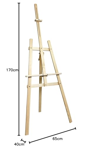 XXL Staffelei Groß 170 cm aus Kiefernholz für Leinwand bis 100 cm. Geeignet für Kinder und Erwachsene. Verstellbare Holzstaffelei für Hochzeit, Events, Kunstmalerei, Ausstellung, Außenwerbung