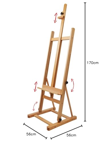 Artina Atelierstaffelei Siena Staffelei - Massive Holzstaffelei aus geöltem Buchenholz für Leinwände bis 125 cm - klappbare & höhenverstellbare Malerstaffelei Leinwand Staffelei
