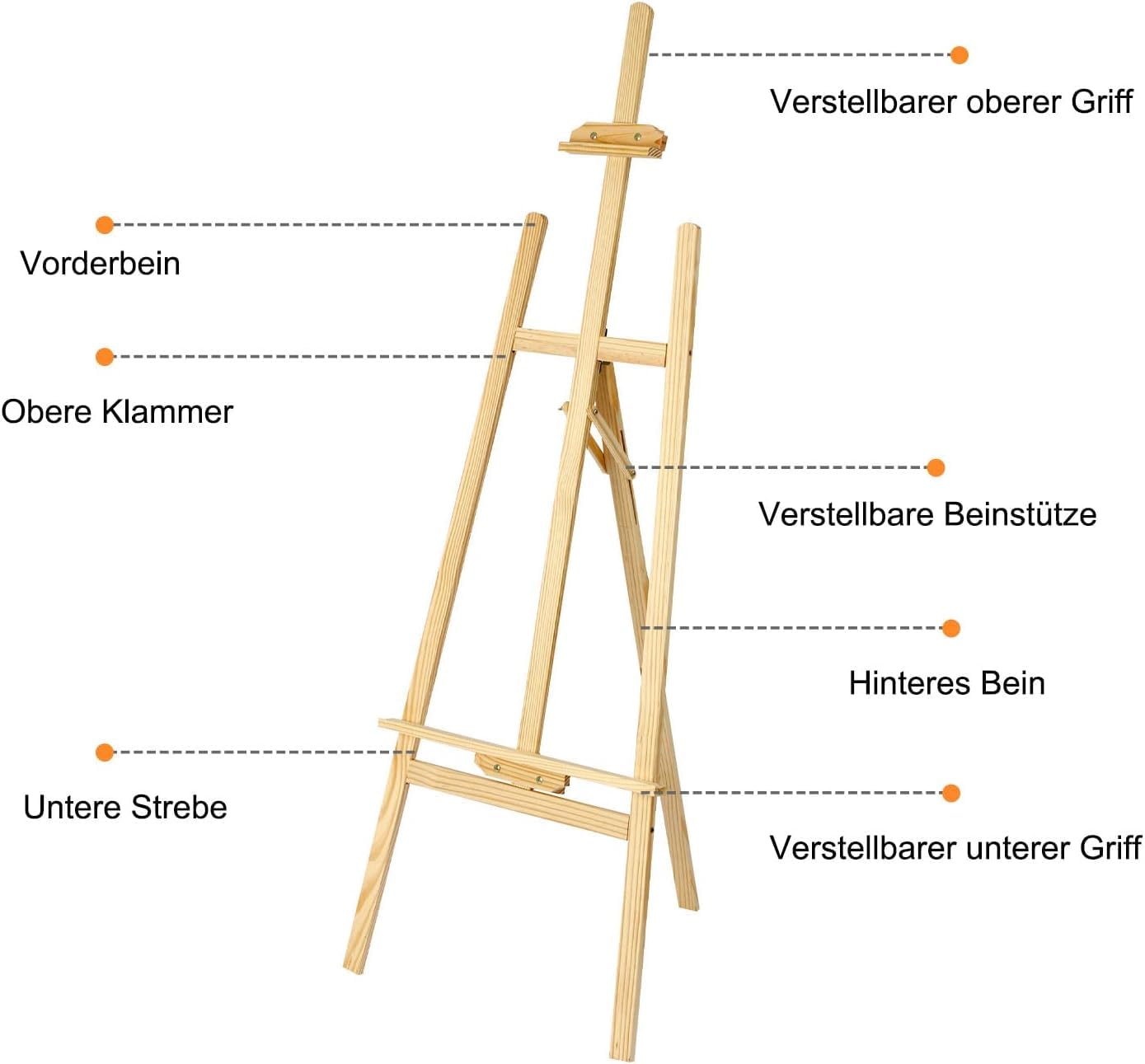 MorNon 2Stk Staffelei aus Holz Groß Atelierstaffelei Verstellbare Standstaffelei Feldstaffelei Holzstaffelei Leinwand Ständer für Kinder und Erwachsene
