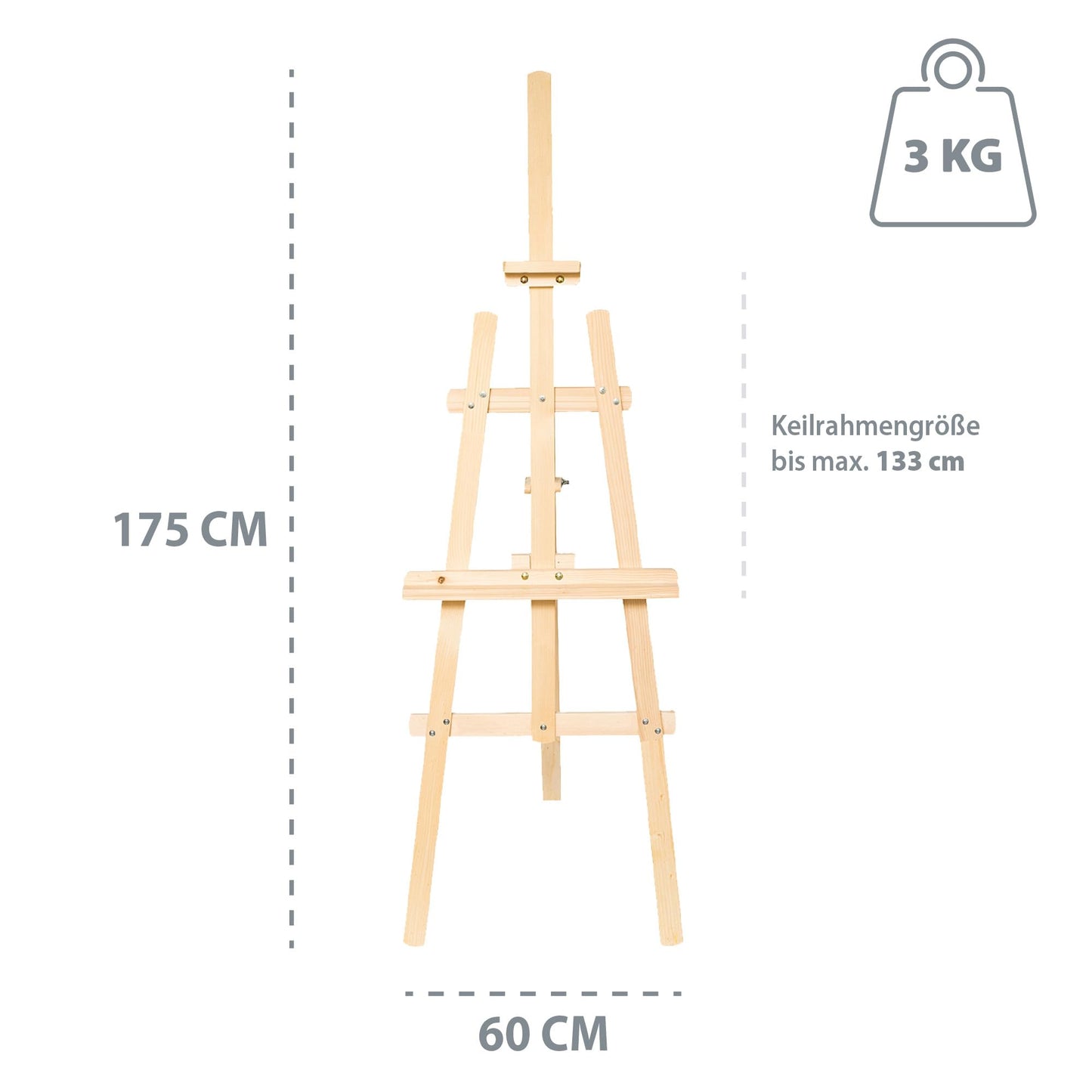 Staffelei Holz groß Leinwand Ständer 175 cm - Holzständer für Sitzplan Hochzeit Canvas Painting Staffeleien Bilderständer Easel für Kinder und Erwachsene Kiefernholz