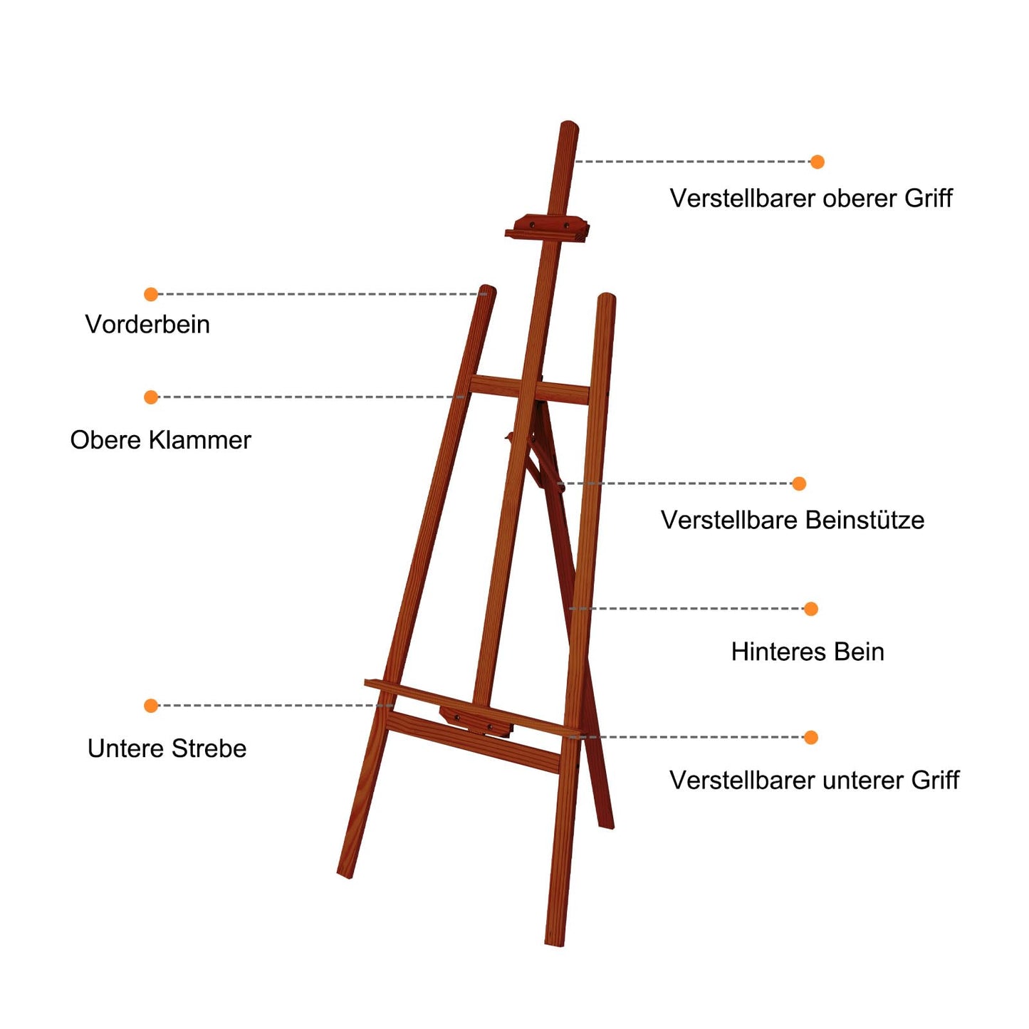 MorNon Staffelei aus Holz groß Atelierstaffelei verstellbare Standstaffelei Feldstaffelei Holzstaffelei Leinwand Ständer für Kinder und Erwachsene - Tiefrot