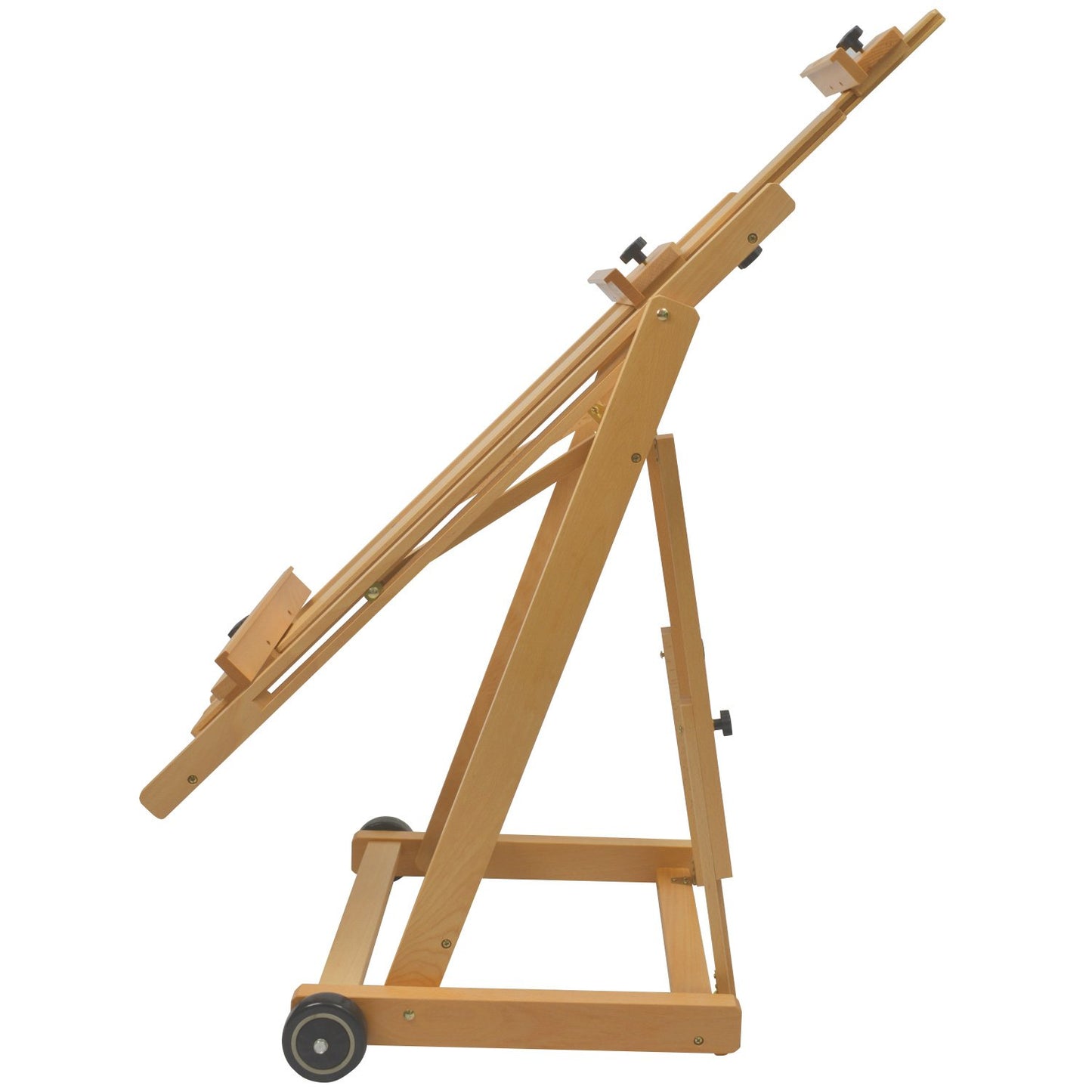 Artina Profi Studio Atelierstaffelei Buche für 2 Leinwände gleichzeitig bis Leinwandhöhe 195 cm Bordeaux – Neigungswinkel 90° Waagereicht für div. Maltechniken Staffelei Holz Groß Leinwandständer