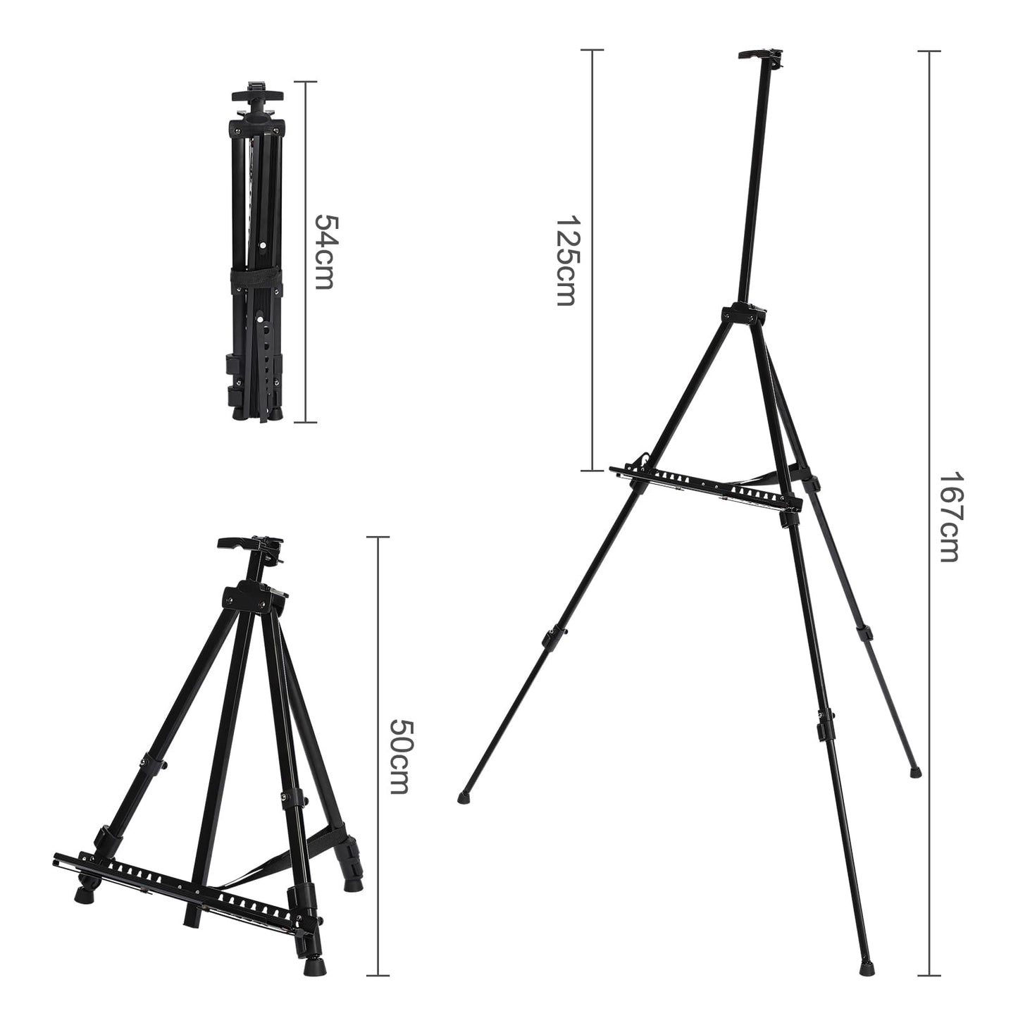 MorNon Aluminium Staffelei 50-167cm, Atelierstaffelei Verstellbare Standstaffelei Feldstaffelei, Mit Tasche Für Leinwand Poster Hochzeit Skizzieren Male