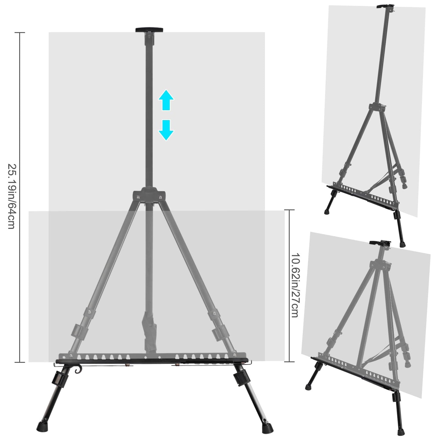 MorNon Aluminium Staffelei 50-167cm, Atelierstaffelei Verstellbare Standstaffelei Feldstaffelei, Mit Tasche Für Leinwand Poster Hochzeit Skizzieren Male