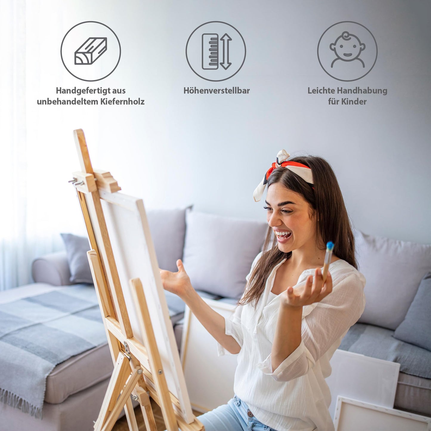 Staffelei Holz groß Leinwand Ständer 175 cm - Holzständer für Sitzplan Hochzeit Canvas Painting Staffeleien Bilderständer Easel für Kinder und Erwachsene Kiefernholz