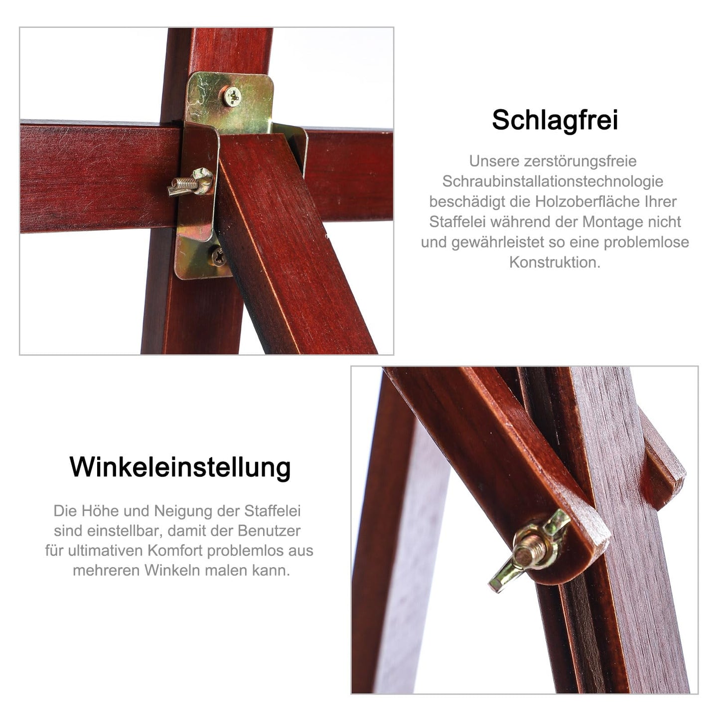 MorNon Staffelei aus Holz groß Atelierstaffelei verstellbare Standstaffelei Feldstaffelei Holzstaffelei Leinwand Ständer für Kinder und Erwachsene - Tiefrot