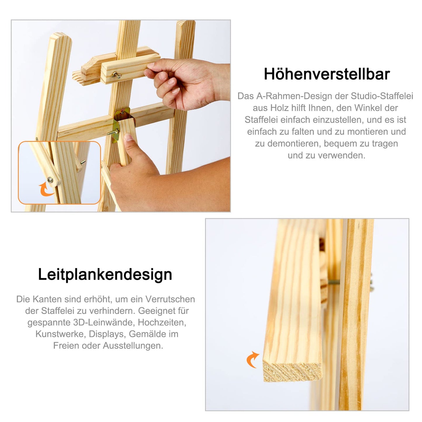 MorNon Staffelei aus Holz Groß Atelierstaffelei Verstellbare Standstaffelei Feldstaffelei Holzstaffelei Leinwand Ständer für Kinder und Erwachsene