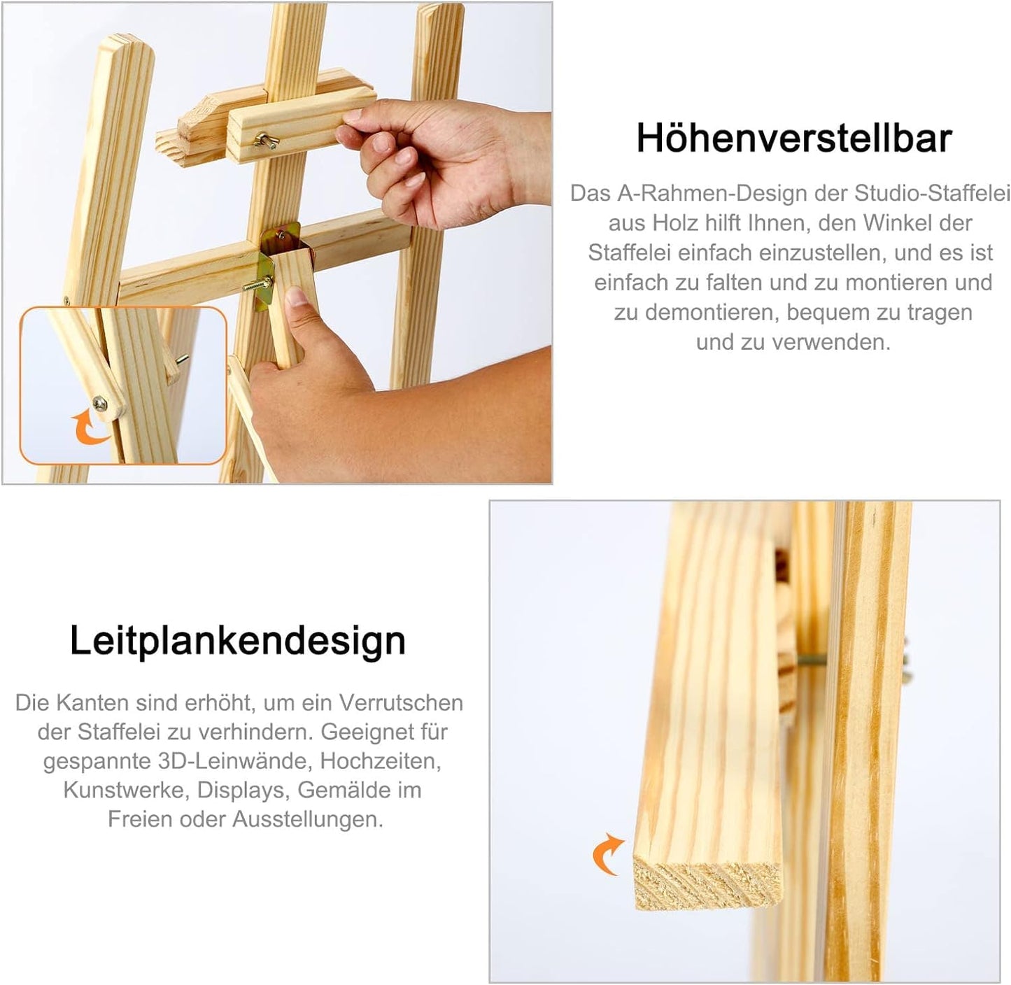 MorNon 2Stk Staffelei aus Holz Groß Atelierstaffelei Verstellbare Standstaffelei Feldstaffelei Holzstaffelei Leinwand Ständer für Kinder und Erwachsene