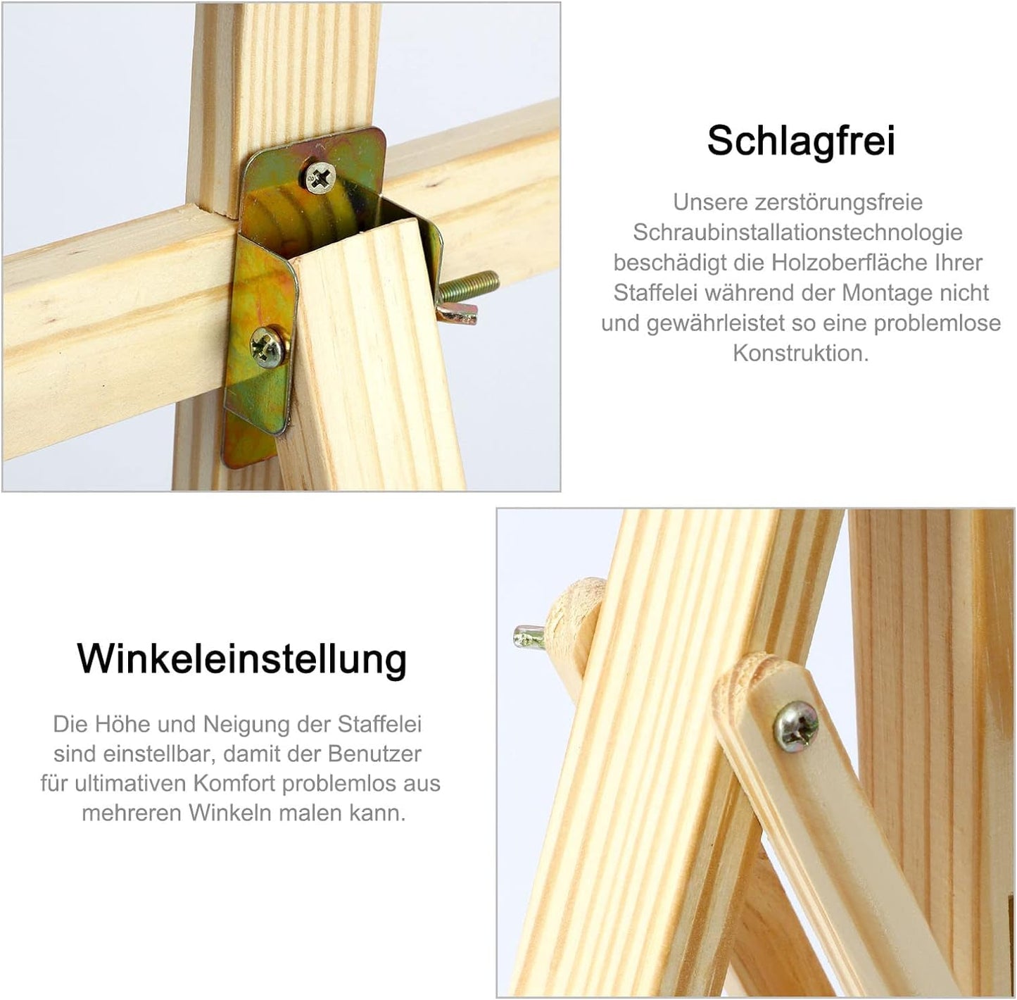 MorNon 2Stk Staffelei aus Holz Groß Atelierstaffelei Verstellbare Standstaffelei Feldstaffelei Holzstaffelei Leinwand Ständer für Kinder und Erwachsene