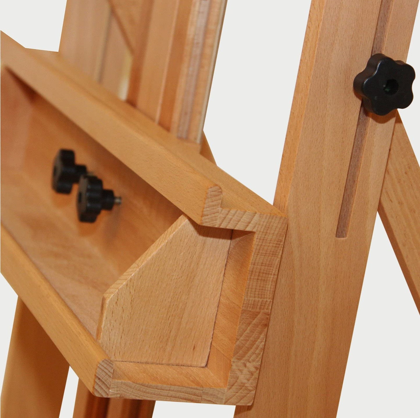 Paintersisters® Studio Staffelei 147 - für Keilrahmen bis 200 cm, mit großer Ablage für Malutensilien, Atelierstaffelei aus Buchenholz FSC®, Holzstaffelei
