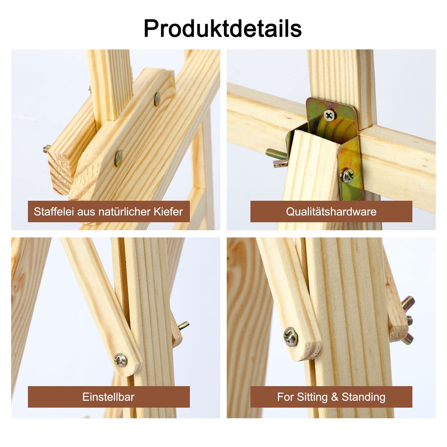 MorNon Staffelei aus Holz Groß Atelierstaffelei Verstellbare Standstaffelei Feldstaffelei Holzstaffelei Leinwand Ständer für Kinder und Erwachsene