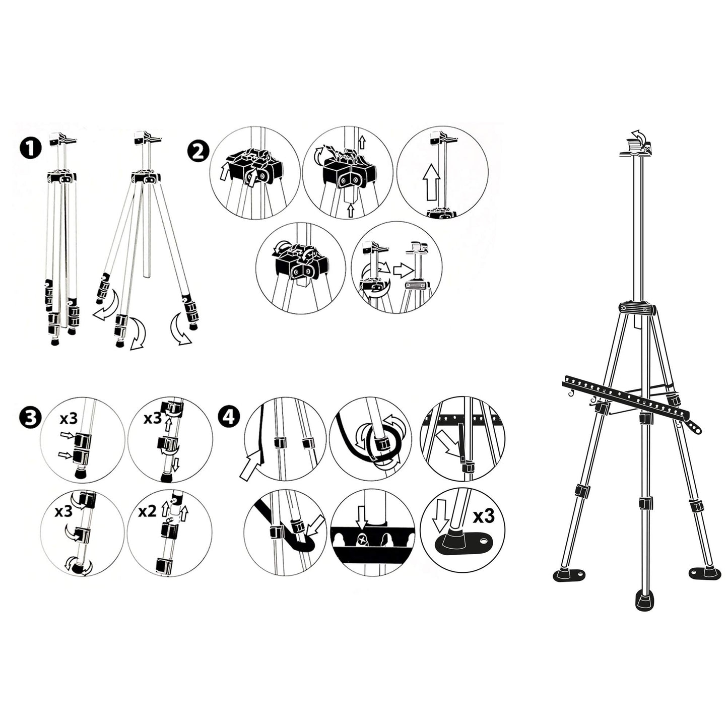 Artina Aluminium Staffelei tragbar - Staffelei fรผr Keilrahmen bis 82cm - Stabil & Ultraleicht 1kg Keilrahmen Staffelei groร faltbar - Feldstaffelei oder Tischstaffelei fรผr Keilrahmen - Paris