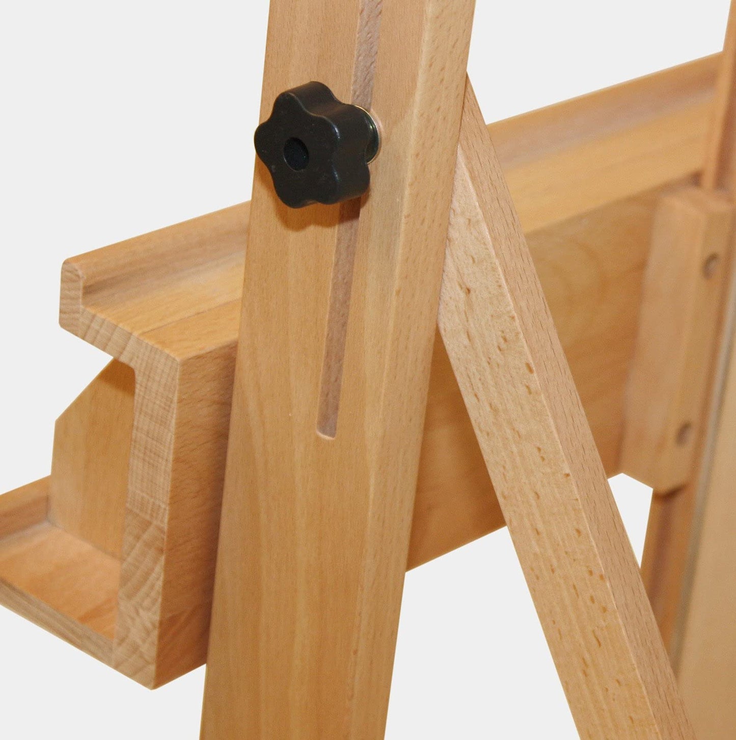 Paintersisters® Studio Staffelei 147 - für Keilrahmen bis 200 cm, mit großer Ablage für Malutensilien, Atelierstaffelei aus Buchenholz FSC®, Holzstaffelei
