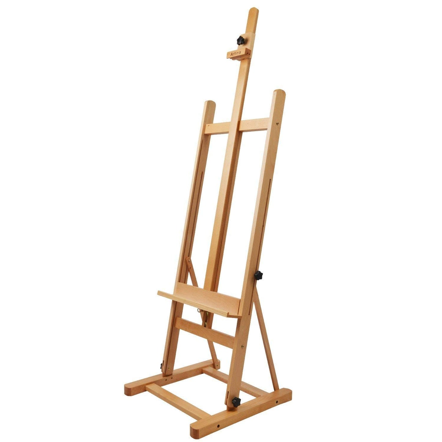 Artina Atelierstaffelei Siena Staffelei - Massive Holzstaffelei aus geöltem Buchenholz für Leinwände bis 125 cm - klappbare & höhenverstellbare Malerstaffelei Leinwand Staffelei