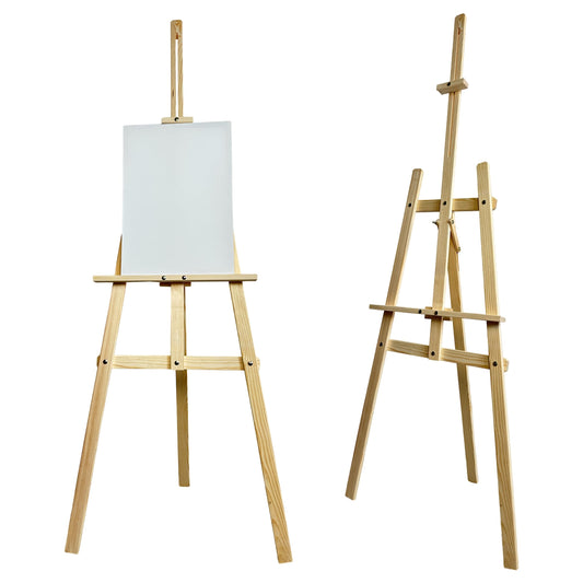 XXL Staffelei Groß 170 cm aus Kiefernholz für Leinwand bis 100 cm. Geeignet für Kinder und Erwachsene. Verstellbare Holzstaffelei für Hochzeit, Events, Kunstmalerei, Ausstellung, Außenwerbung