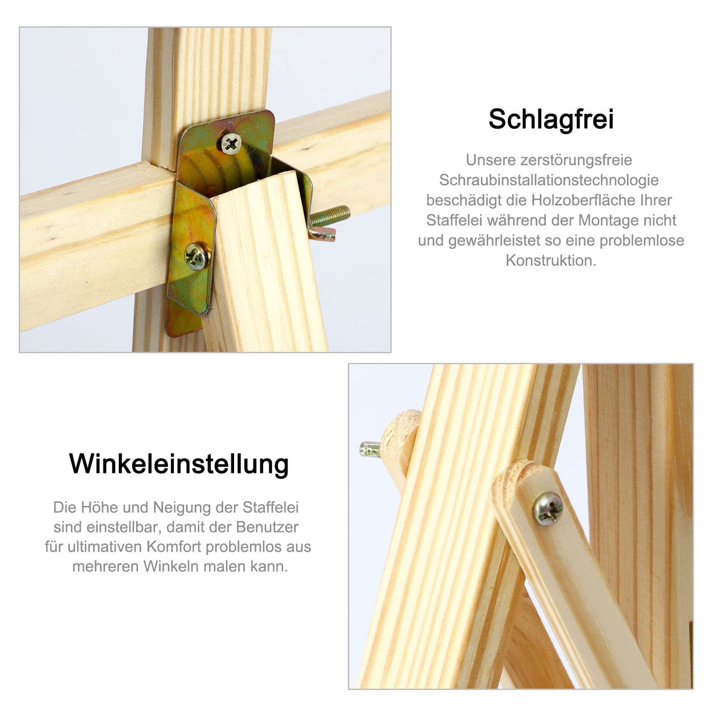MorNon Staffelei aus Holz Groß Atelierstaffelei Verstellbare Standstaffelei Feldstaffelei Holzstaffelei Leinwand Ständer für Kinder und Erwachsene